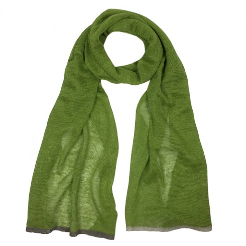 l01 linen scarf plain green